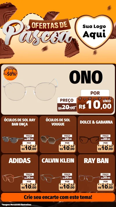Modelo de Rede Social para Stories com o tema Ofertas de Páscoa para Óticas