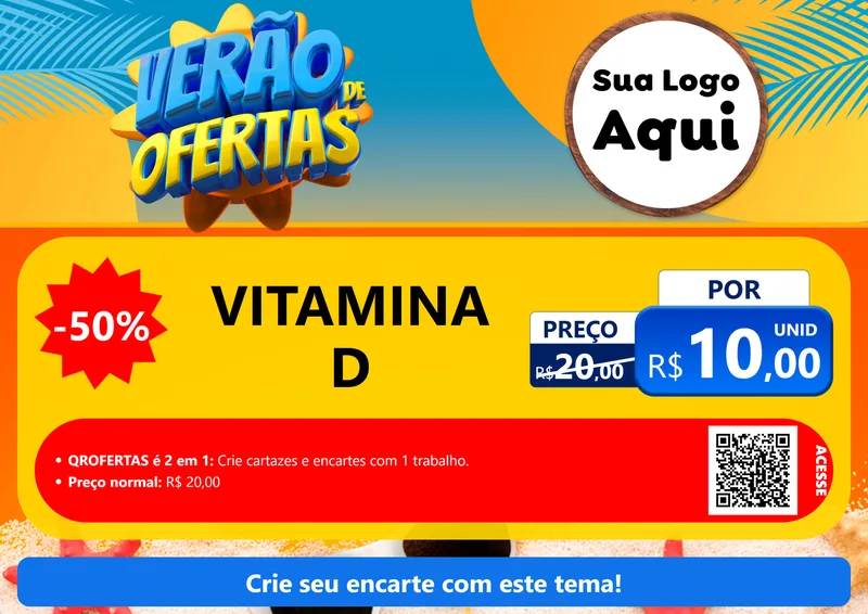 Modelo de Cartaz para Cartaz A4 Horizontal com o tema Verão de Ofertas para Farmácia