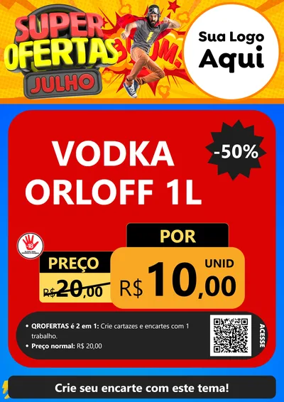 Modelo de Cartaz para Cartaz A4 Vertical com o tema Super Ofertas Julho para Distribuidora de bebidas
