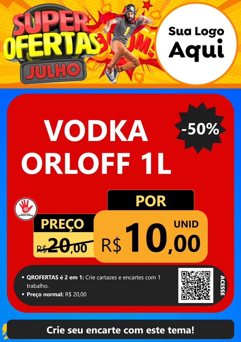 Modelo de Cartaz para Cartaz A4 Vertical com o tema Super Ofertas Julho para Distribuidora de bebidas