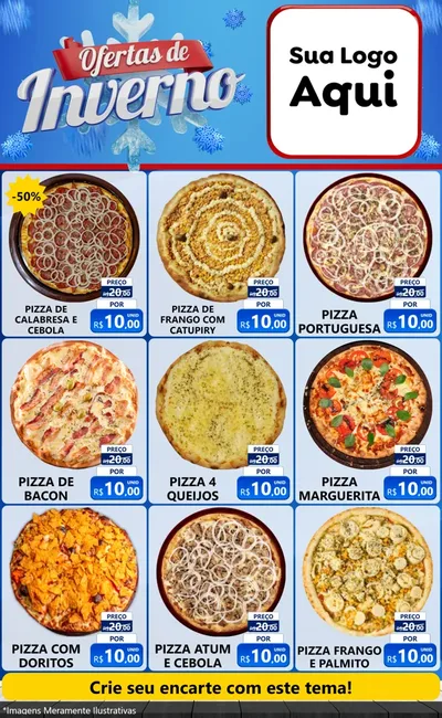 Modelo de Encarte para Encarte Grande com o tema Ofertas de Inverno para Pizzaria