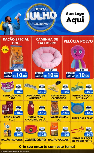 Modelo de Encarte para Encarte Grande com o tema Oferta Exclusiva, Julho para Pet Shop