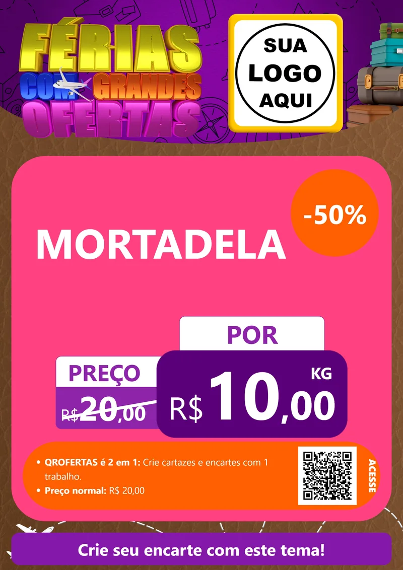 Modelo de Cartaz para Cartaz A4 Vertical com o tema Férias com Grandes Ofertas para Frios e Laticínios