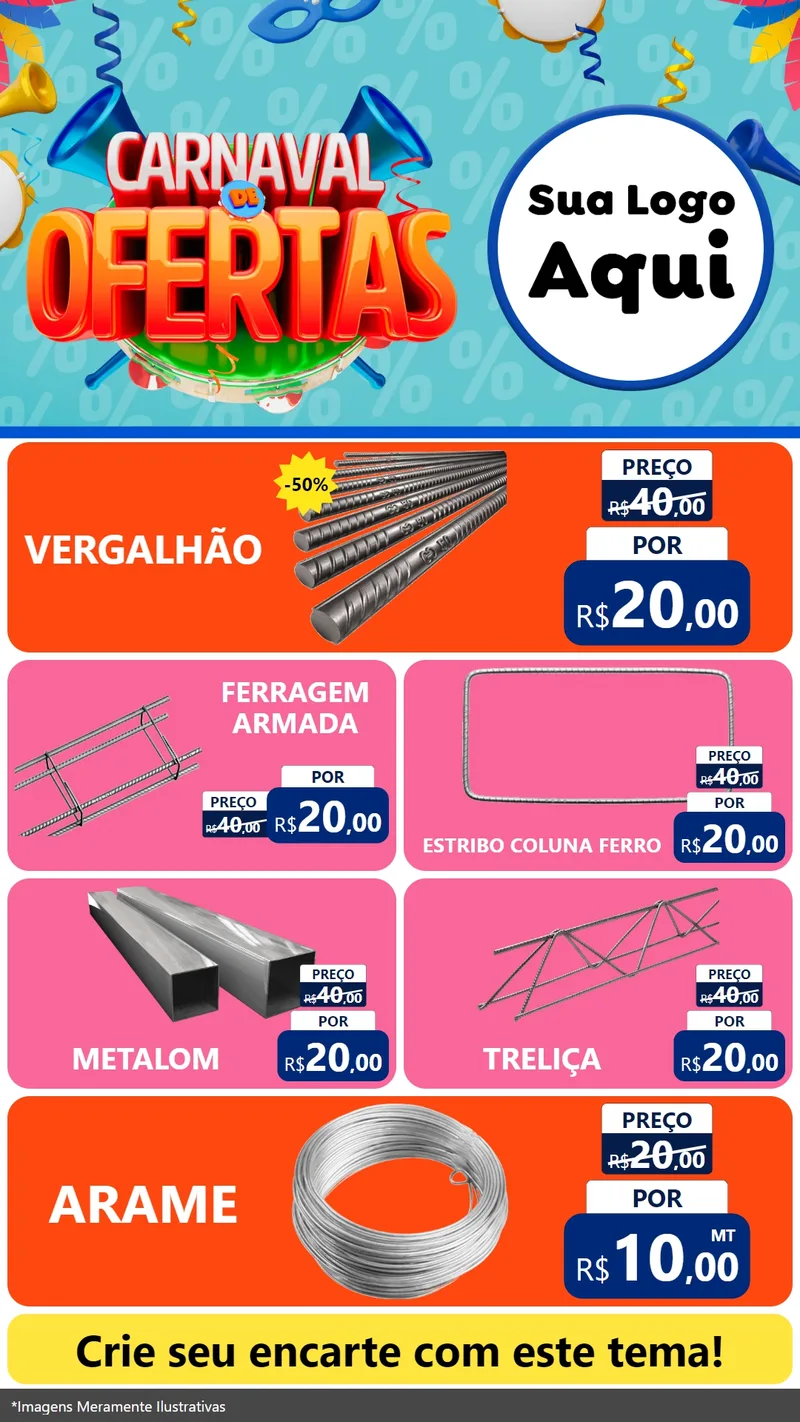 Modelo de TV para TV Vertical com o tema Carnaval de Ofertas para Ferragens