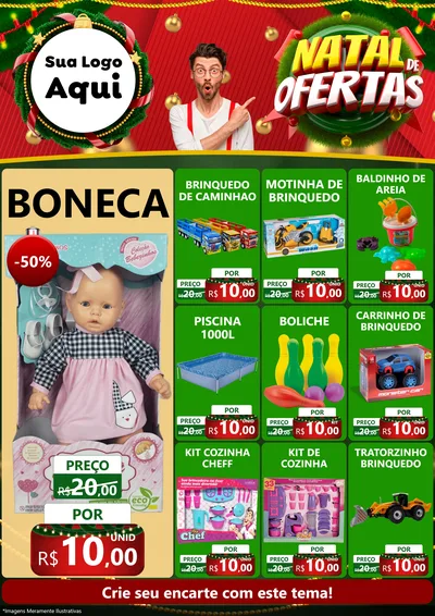 Modelo de Encarte para Encarte A4 Vertical com o tema Natal de Ofertas para Brinquedos