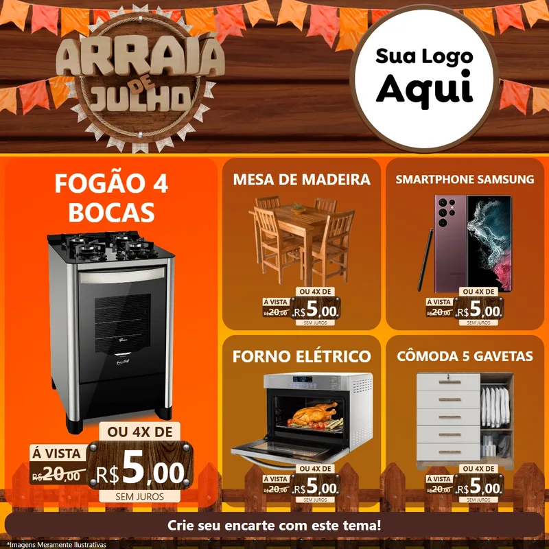 Modelo de Rede Social para Feed Facebook com o tema Arraiá de Julho - Junina para Móveis e Eletro