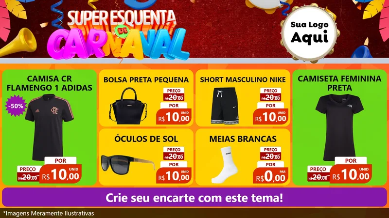 Modelo de TV para TV Horizontal com o tema Super Esquenta de Carnaval para Roupas e acessórios