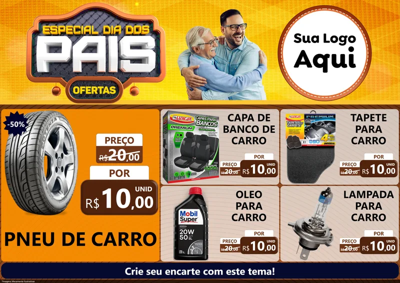 Modelo de Encarte para Encarte A4 Horizontal com o tema Especial Dia dos Pais para Auto peças
