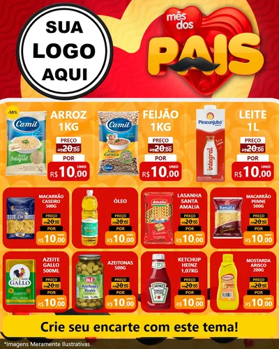 Modelo de Rede Social para Feed Instagram com o tema Mês Dos Pais para Supermercado