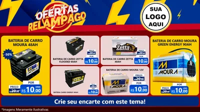 Modelo de TV para TV Horizontal com o tema Ofertas Relâmpago para Baterias Elétricas