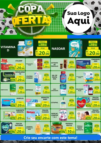 Modelo de Encarte para Encarte A4 Vertical com o tema Copa De Ofertas para Farmácia