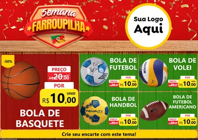 Modelo de Encarte para Encarte A4 Horizontal com o tema Semana Farroupilha para Artigos Esportivos