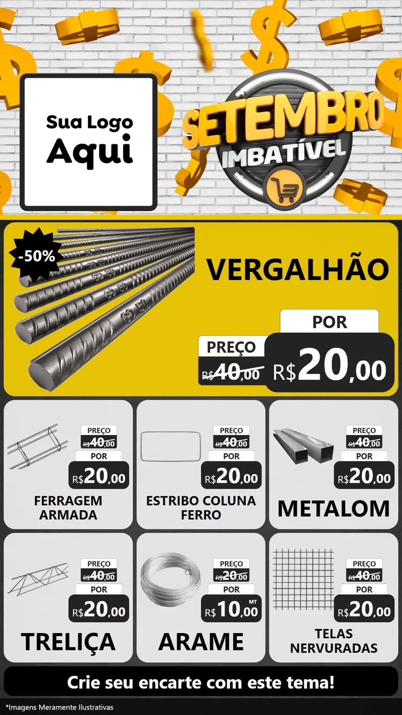 Modelo de Rede Social para Stories com o tema Setembro Imbatível para Ferragens