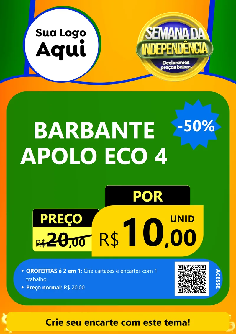 Modelo de Cartaz para Cartaz A4 Vertical com o tema Semana da Independência Declaramos Preços Baixos para Armarinho e Aviamentos