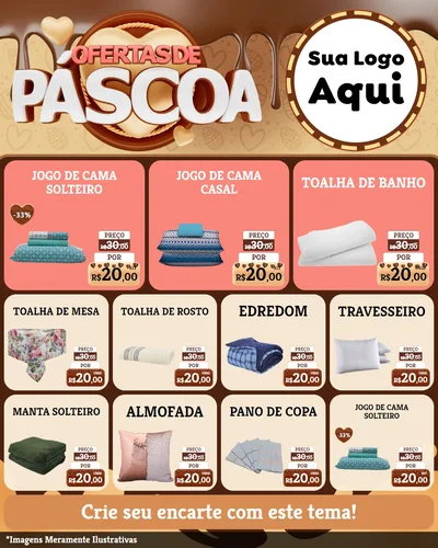 Modelo de Rede Social para Feed Instagram com o tema Ofertas de Páscoa para Cama, Mesa e Banho