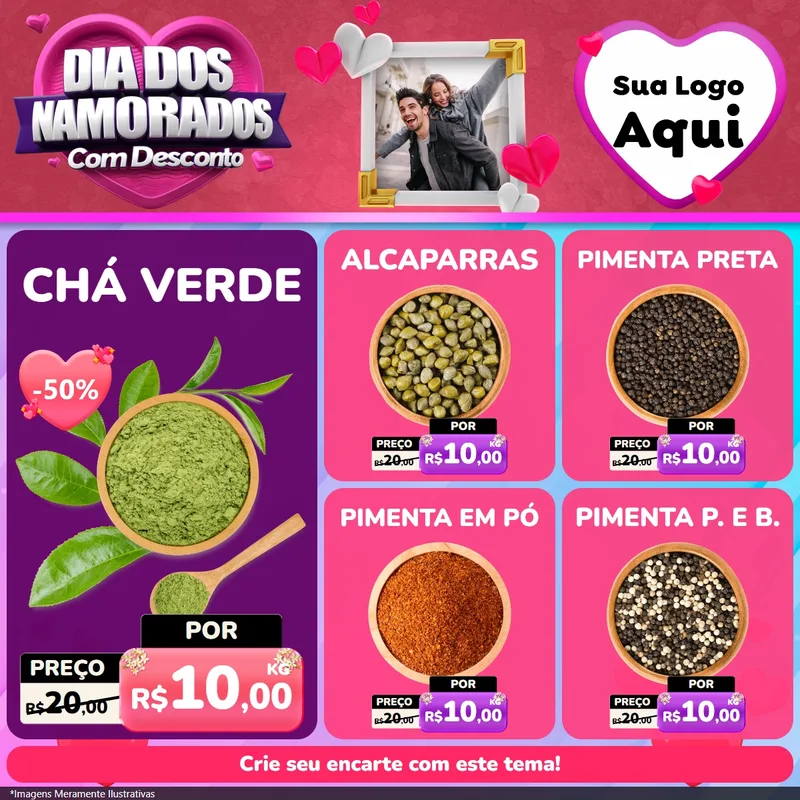 Modelo de Rede Social para Feed Facebook com o tema Dia Dos Namorados Com Desconto para Produtos Naturais