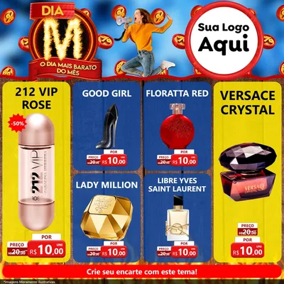 Modelo de Rede Social para Feed Facebook com o tema Dia M - O Dia Mais Barato Do Mês para Perfumes
