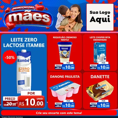 Modelo de Rede Social para Feed Facebook com o tema Promoção das Mães para Frios e Laticínios