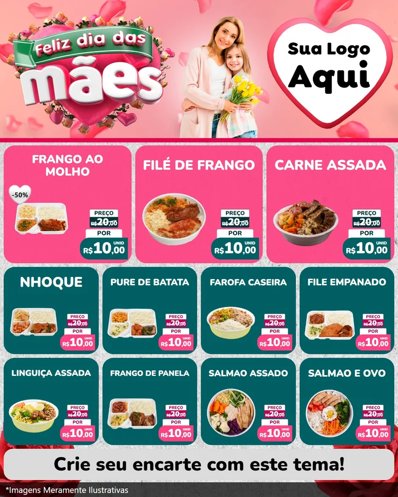 Modelo de Rede Social para Feed Instagram com o tema Feliz Dia das Mães para Restaurante