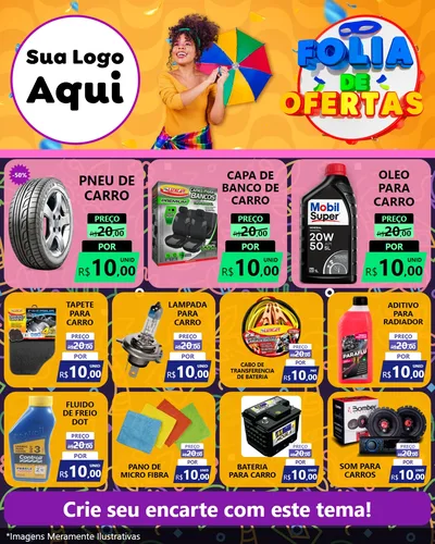 Modelo de Rede Social para Feed Instagram com o tema Folia de Ofertas para Auto peças