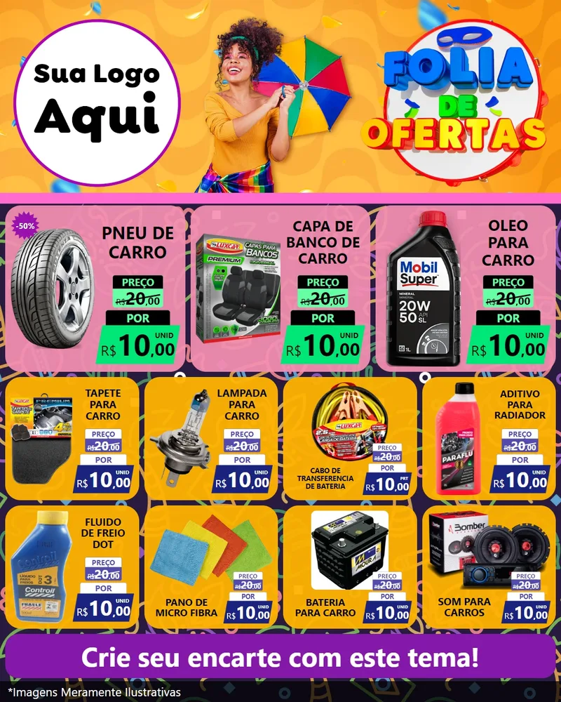 Modelo de Rede Social para Feed Instagram com o tema Folia de Ofertas para Auto peças