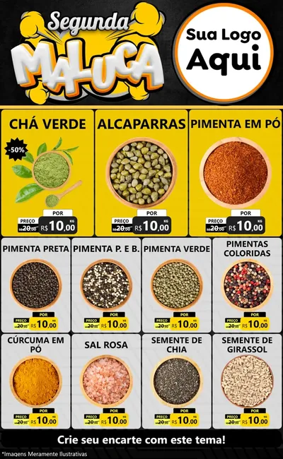 Modelo de Encarte para Encarte Grande com o tema Segunda Maluca para Produtos Naturais