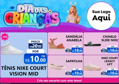 Modelo de Encarte para Encarte A4 Horizontal com o tema Dia Das Crianças para Calçados