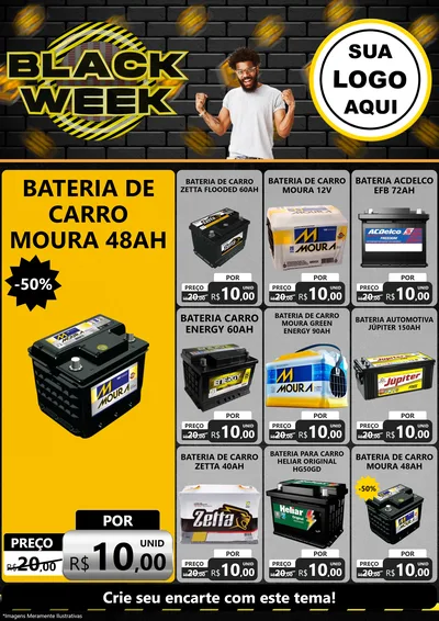 Modelo de Encarte para Encarte A4 Vertical com o tema Black Week para Baterias Elétricas