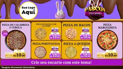 Modelo de TV para TV Horizontal com o tema Páscoa Premiada para Pizzaria