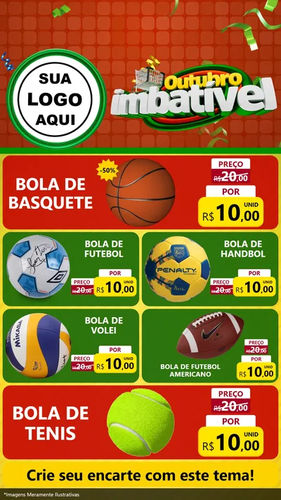 Modelo de TV para TV Vertical com o tema Outubro Imbatível para Artigos Esportivos