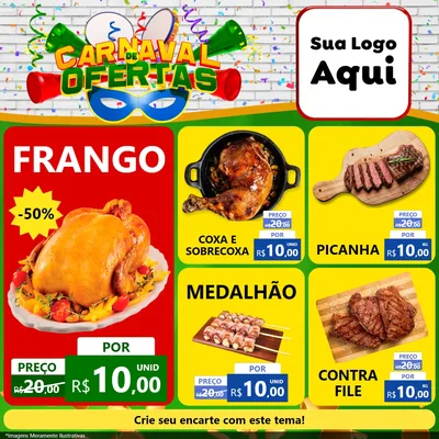 Modelo de Rede Social para Feed Facebook com o tema Carnaval de Ofertas para Assados