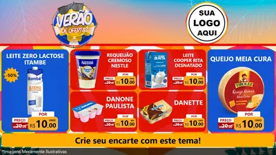 Modelo de TV para TV Horizontal com o tema Verão de Ofertas para Frios e Laticínios