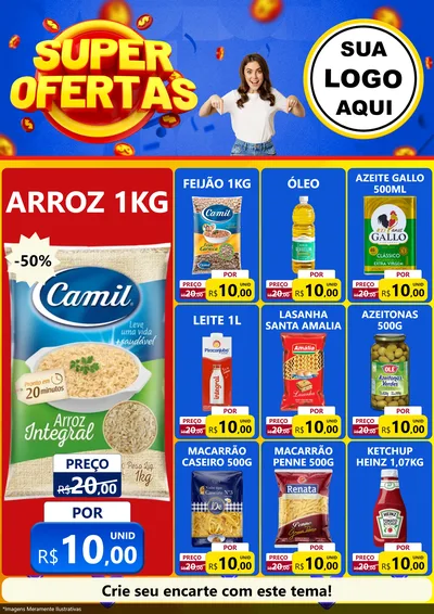 Modelo de Encarte para Encarte A4 Vertical com o tema Super Ofertas para Supermercado