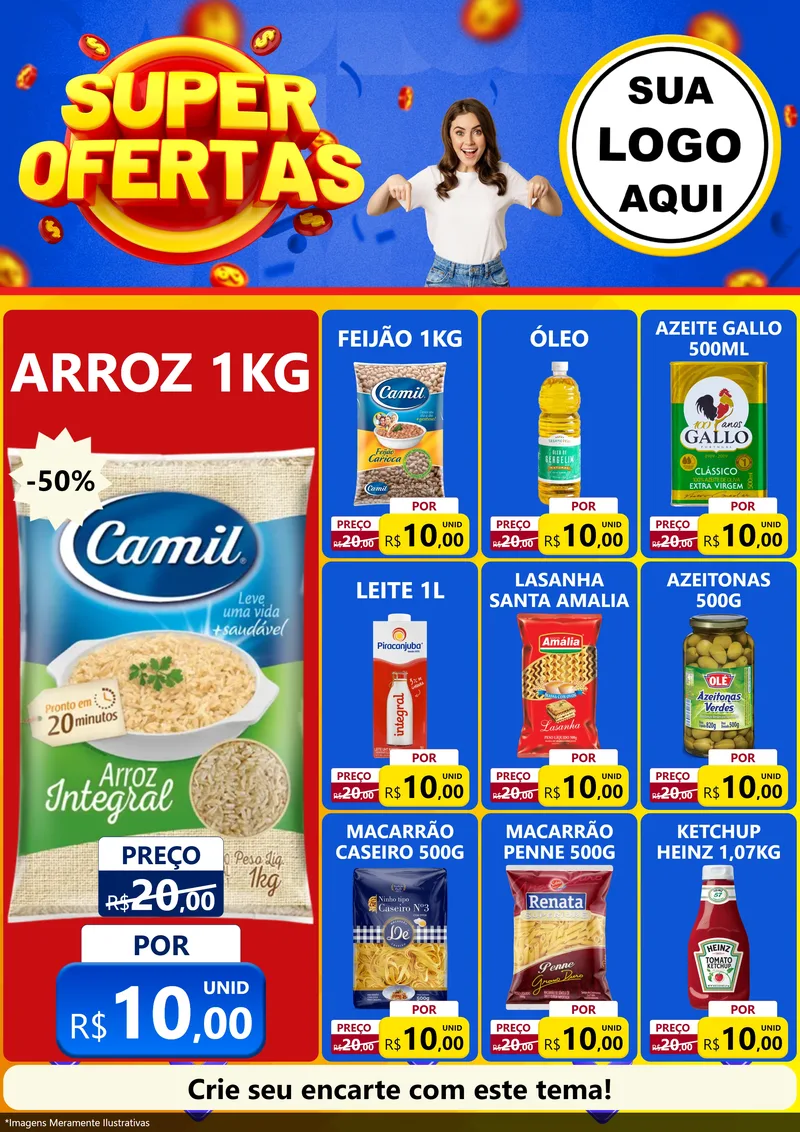 Modelo de Encarte para Encarte A4 Vertical com o tema Super Ofertas para Supermercado