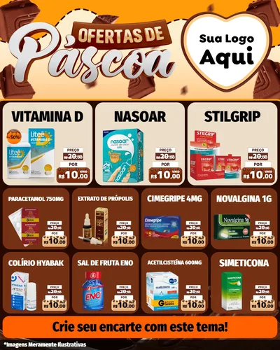 Modelo de Rede Social para Feed Instagram com o tema Ofertas de Páscoa para Farmácia