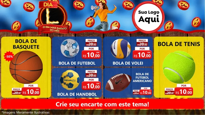 Modelo de TV para TV Horizontal com o tema Dia L - O Dia Mais Barato Do Mês para Artigos Esportivos