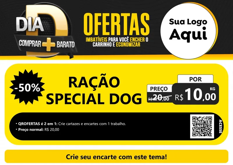 Modelo de Cartaz para Cartaz A4 Horizontal com o tema Dia D Mais Economia para Pet Shop