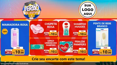 Modelo de TV para TV Horizontal com o tema Verão de Ofertas para Bebês