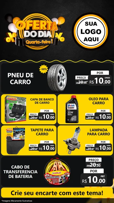 Modelo de TV para TV Vertical com o tema Oferta do Dia - Quarta Feira! para Auto peças