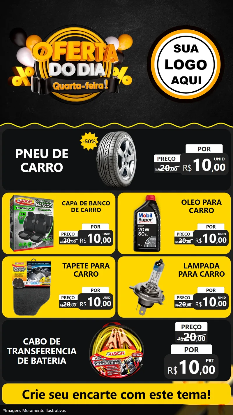 Modelo de TV para TV Vertical com o tema Oferta do Dia - Quarta Feira! para Auto peças