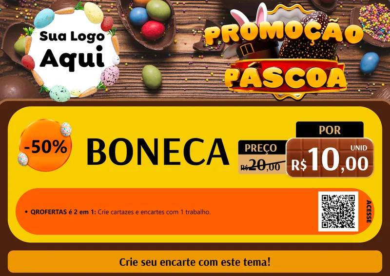Modelo de Cartaz para Cartaz A4 Horizontal com o tema Promoção Páscoa para Brinquedos