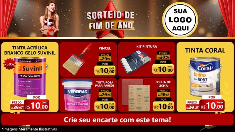 Modelo de TV para TV Horizontal com o tema Sorteio de Fim de Ano para Tintas e Ferramentas