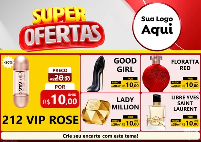 Modelo de Encarte para Encarte A4 Horizontal com o tema Super Ofertas para Perfumes