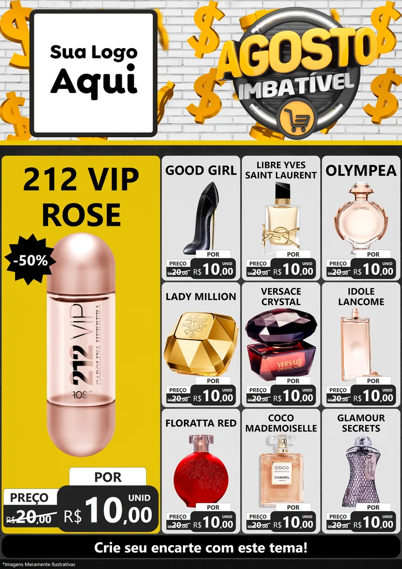 Modelo de Encarte para Encarte A4 Vertical com o tema Agosto imbatível para Perfumes