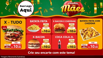 Modelo de TV para TV Horizontal com o tema Dia das Mães para Hamburgueria