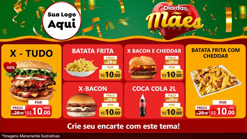 Modelo de TV para TV Horizontal com o tema Dia das Mães para Hamburgueria