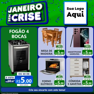 Modelo de Rede Social para Feed Facebook com o tema Janeiro Sem Crise para Móveis e Eletro