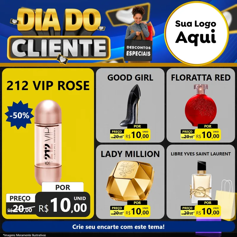 Modelo de Rede Social para Feed Facebook com o tema Dia Do Cliente para Perfumes