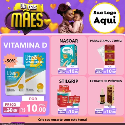 Modelo de Rede Social para Feed Facebook com o tema Dia das Mães para Farmácia
