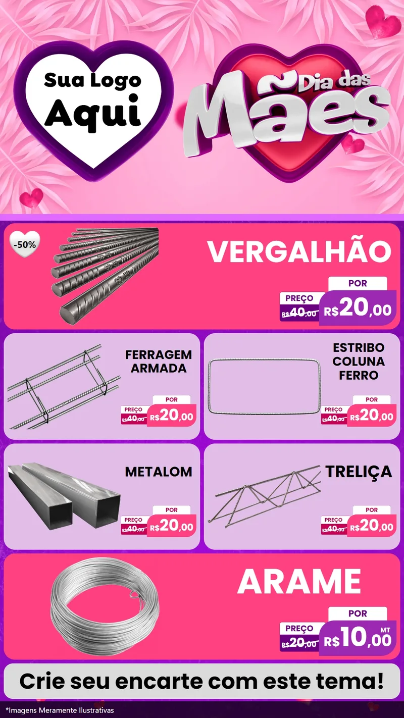 Modelo de TV para TV Vertical com o tema Dia das Mães para Ferragens